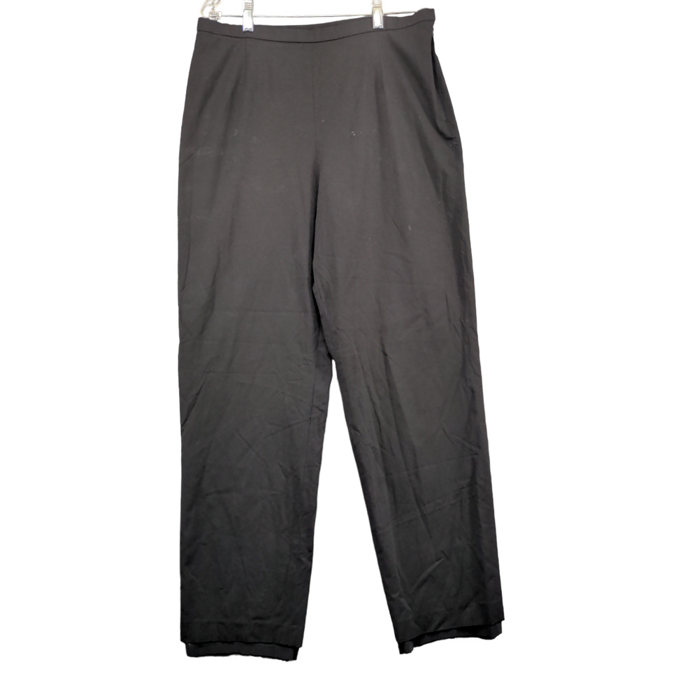 Talbots Women's Stretch Dress Pants Black 14 Long Flat Front Rayon Blend